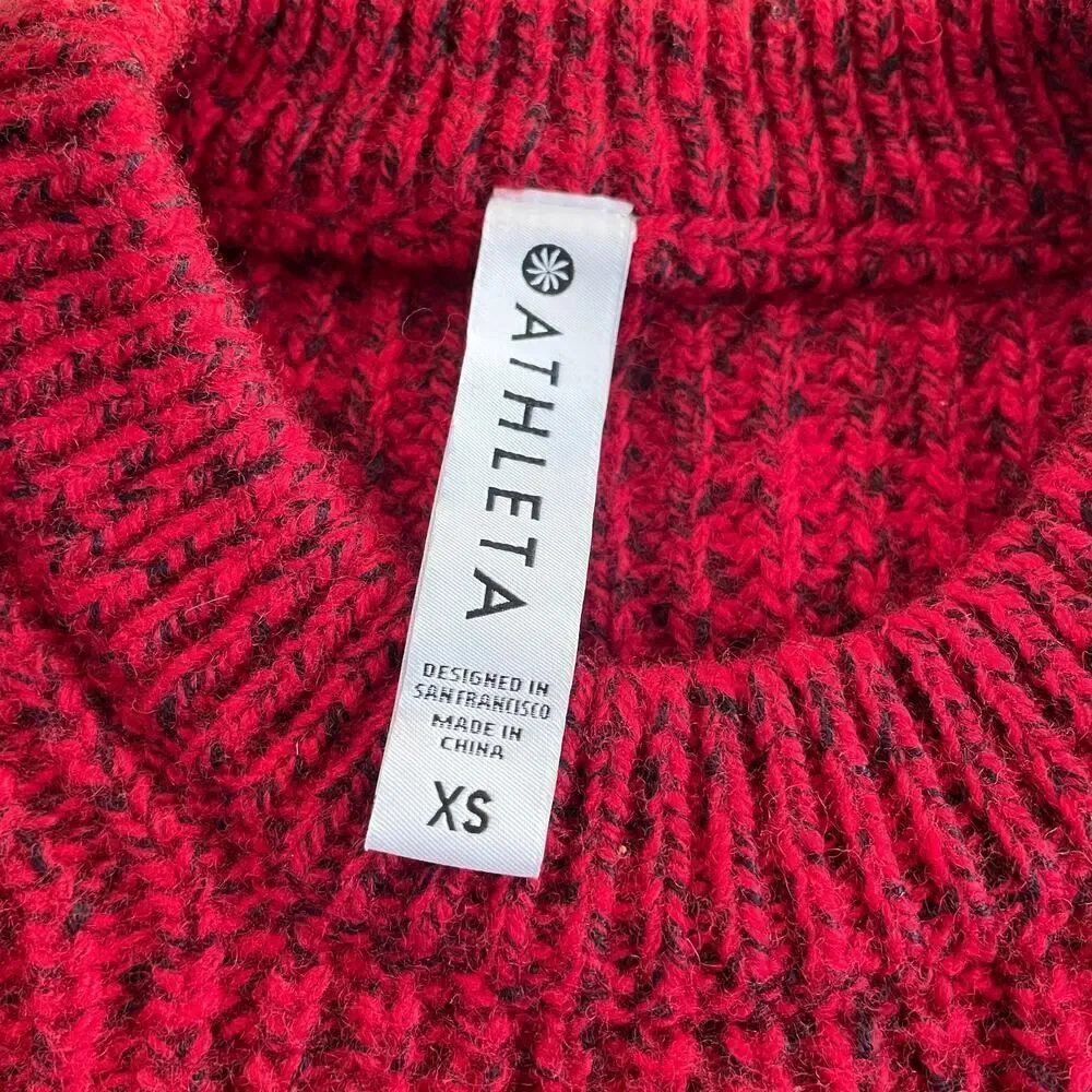 Athleta Sierra Crew Sweater Marled Candy Red - Size: XS